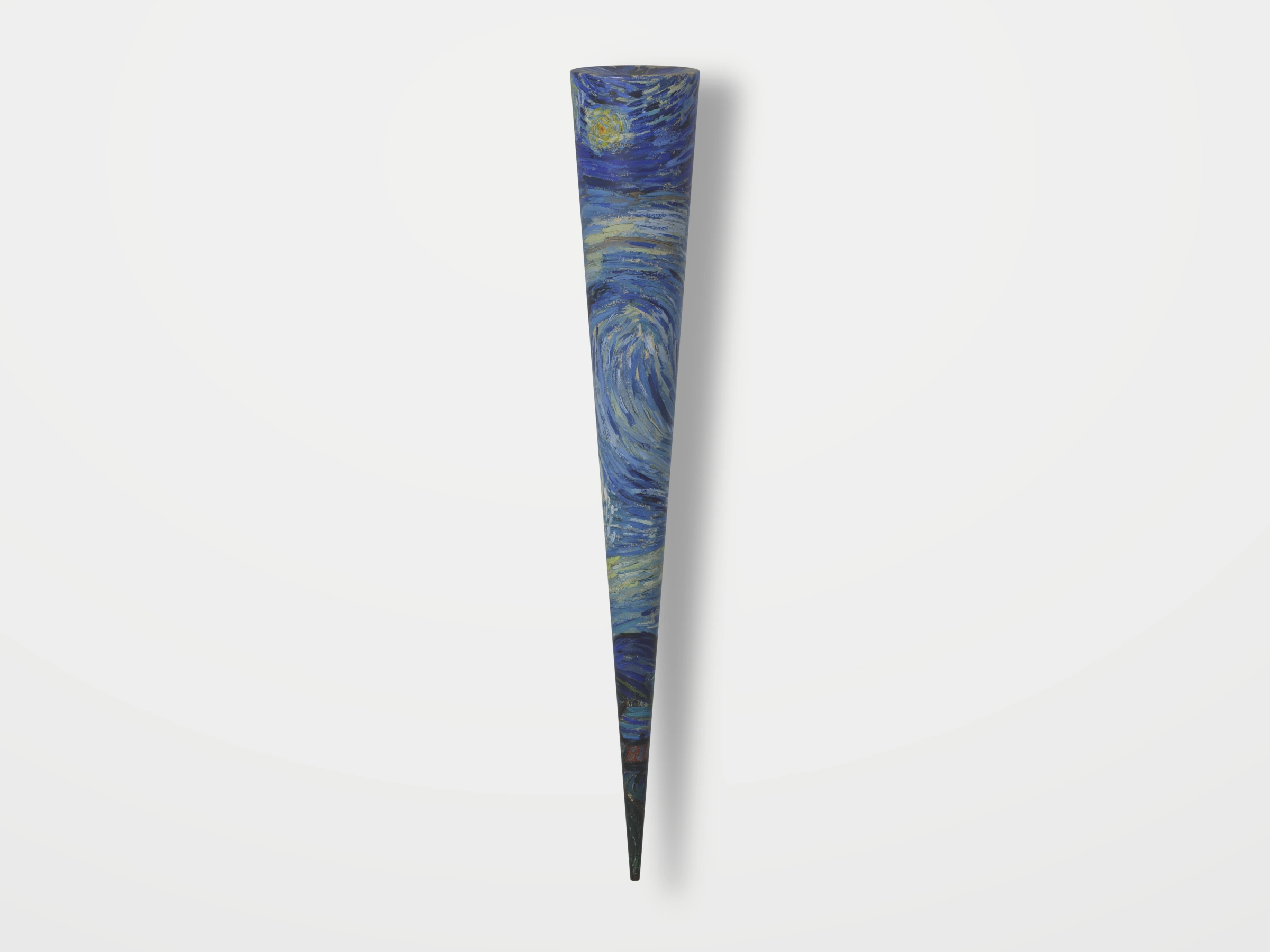 Coming soon concept render of a golf tee painted in the manner of The Starry Night